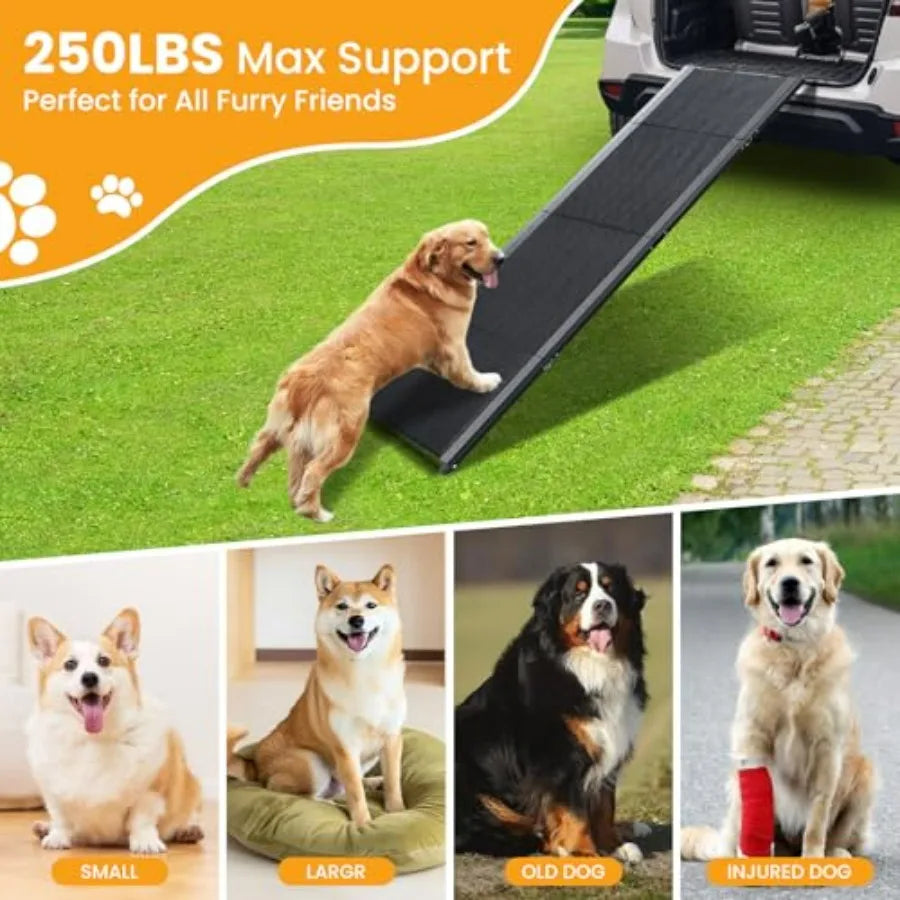 Dog Ramp for Car 71''x 17'' Pet Ramp for Large Dogs with AntiSlip Surface Extra Long Dog Ramps Up to 250LBS for Truck SUV Van S
