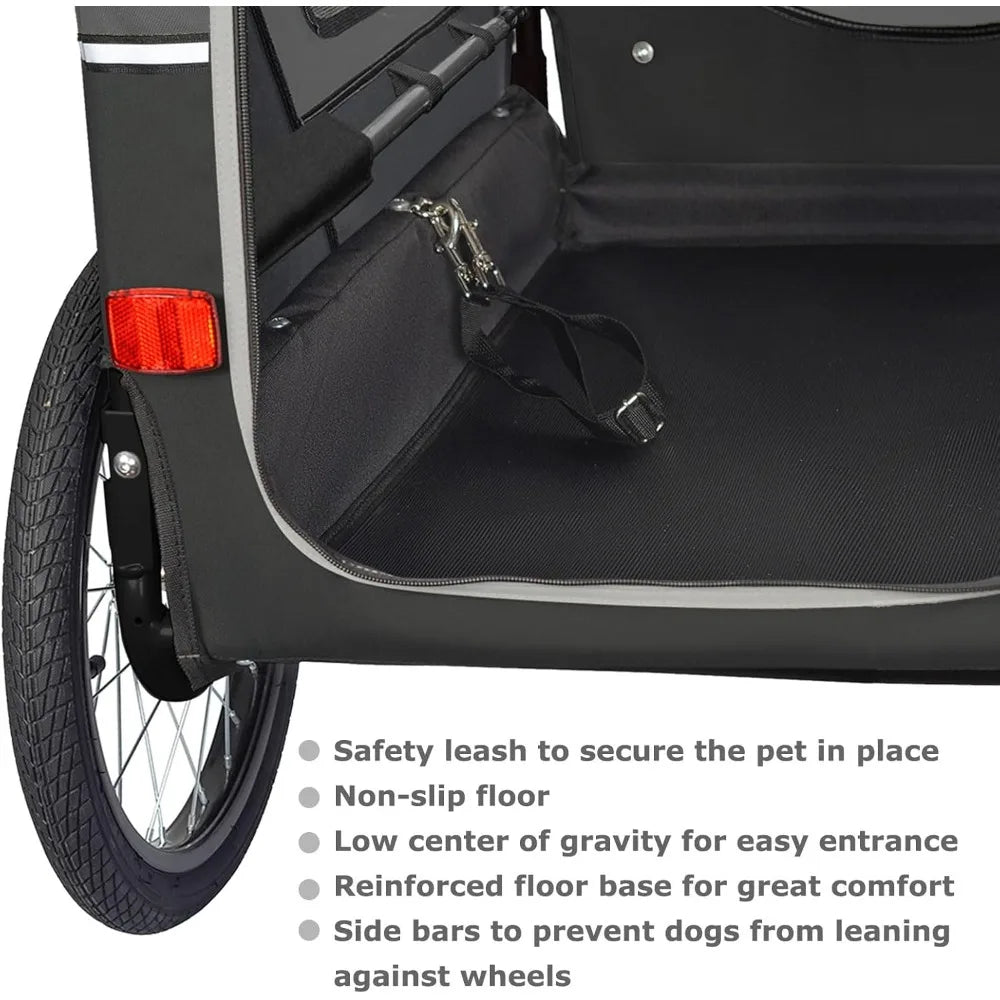 DOGGYHUT® S-Line XL Pet Bike Trailer & Stroller for Dogs Up to 100 lbs,Folding Frame Cart, Suspension Wheels,Low Center of Gravi