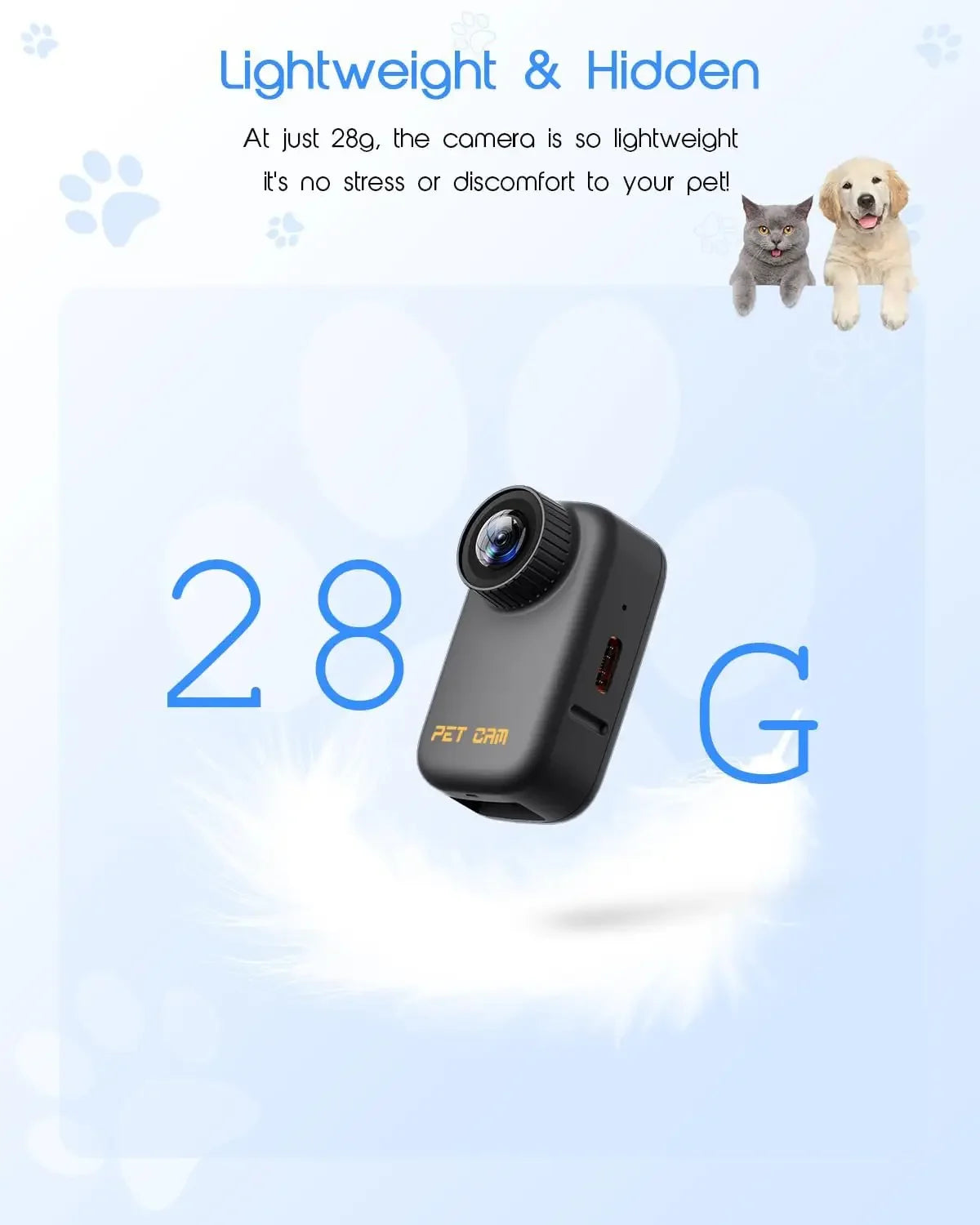 4K Cat Collar Camera, HD WiFi Pet Camera with 64GB SD Card, Mini Action Camera for Video Records Dog Collar Camera