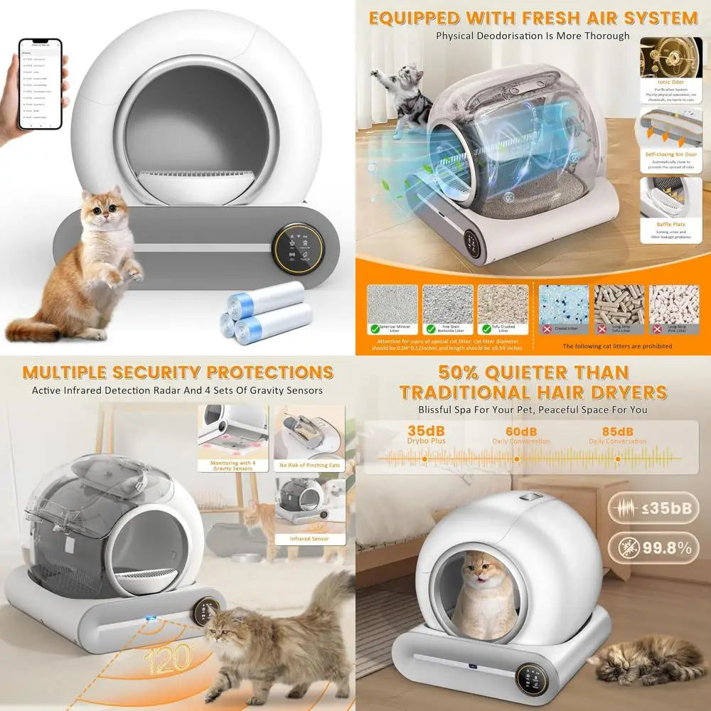 Large Capacity Automatic Self-Cleaning Cat Litter Box for Multiple Cats, 74L with APP Control and Deodorization Features