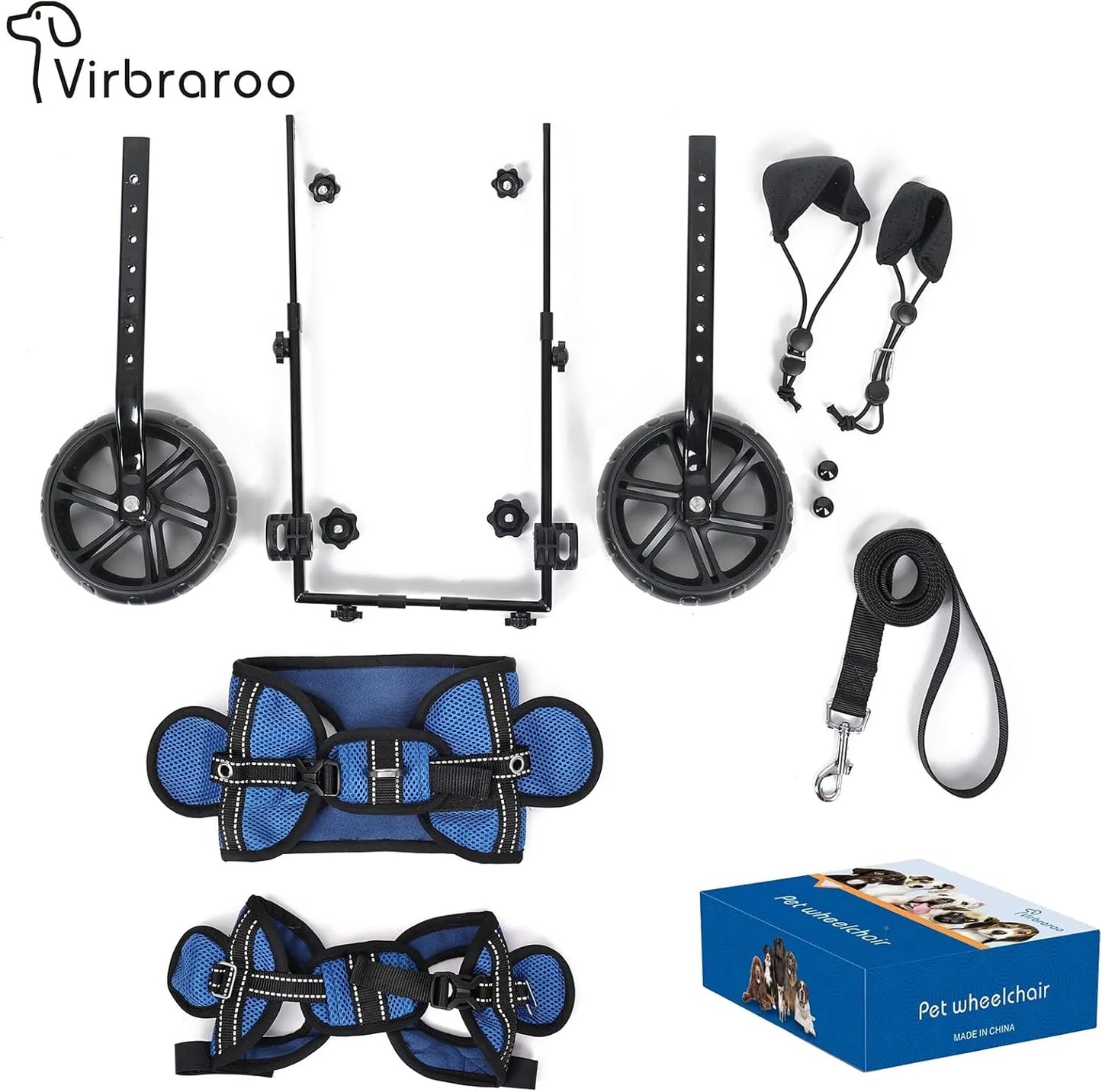 Dog Wheelchair for Back Legs with Upgraded All-Terrain Tires & Durable Bearings, Adjustable Dog Wheelchair, Reflective Safety De