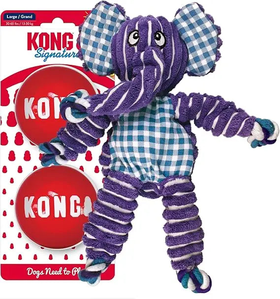 KONG Floppy Knots & Signature Balls (2 Pack) - Knotted Dog Toy Entices Play & Satisfies Instincts - Dog Supplies with Minimal St