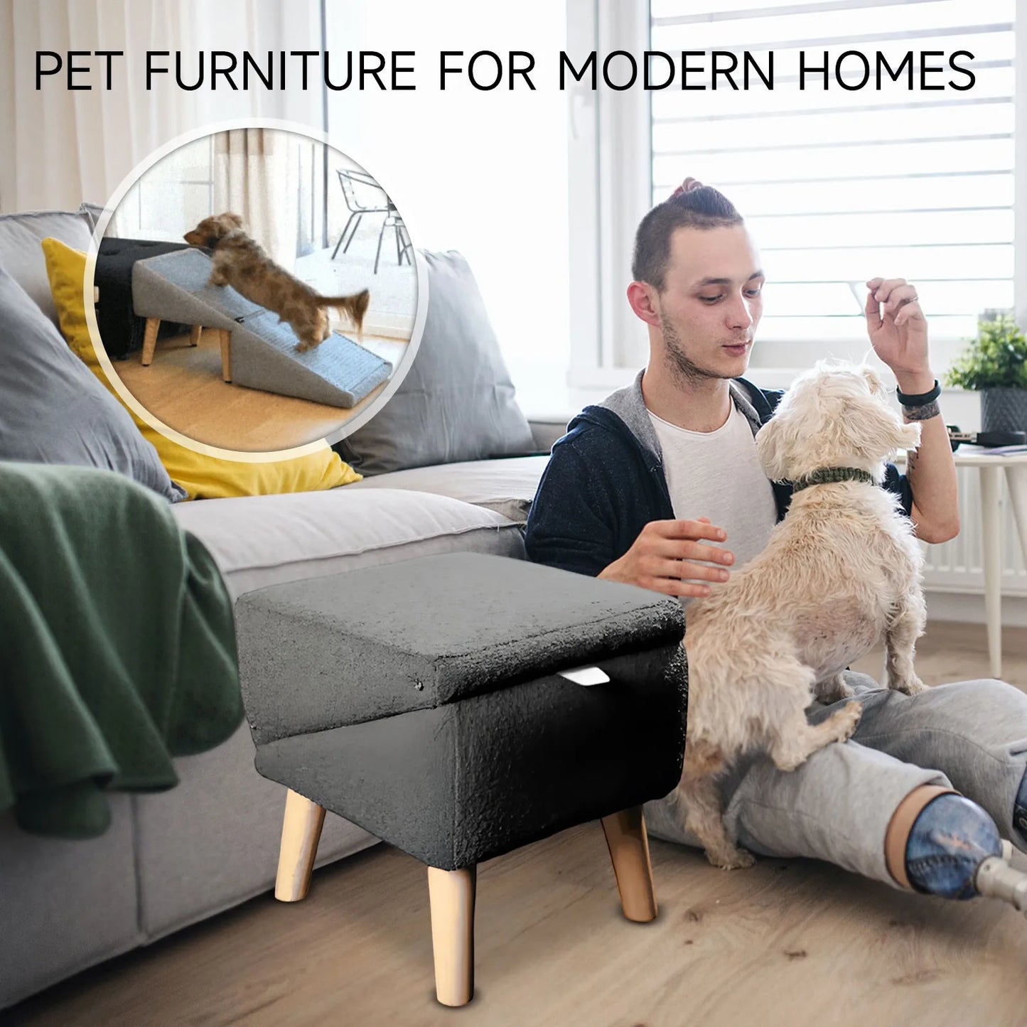 Integrated Dog Ramp And Footstool Sofa Height Is Gently Tilted To Suit Large And Small Dogs, Relieves Pressure Protects The Sofa