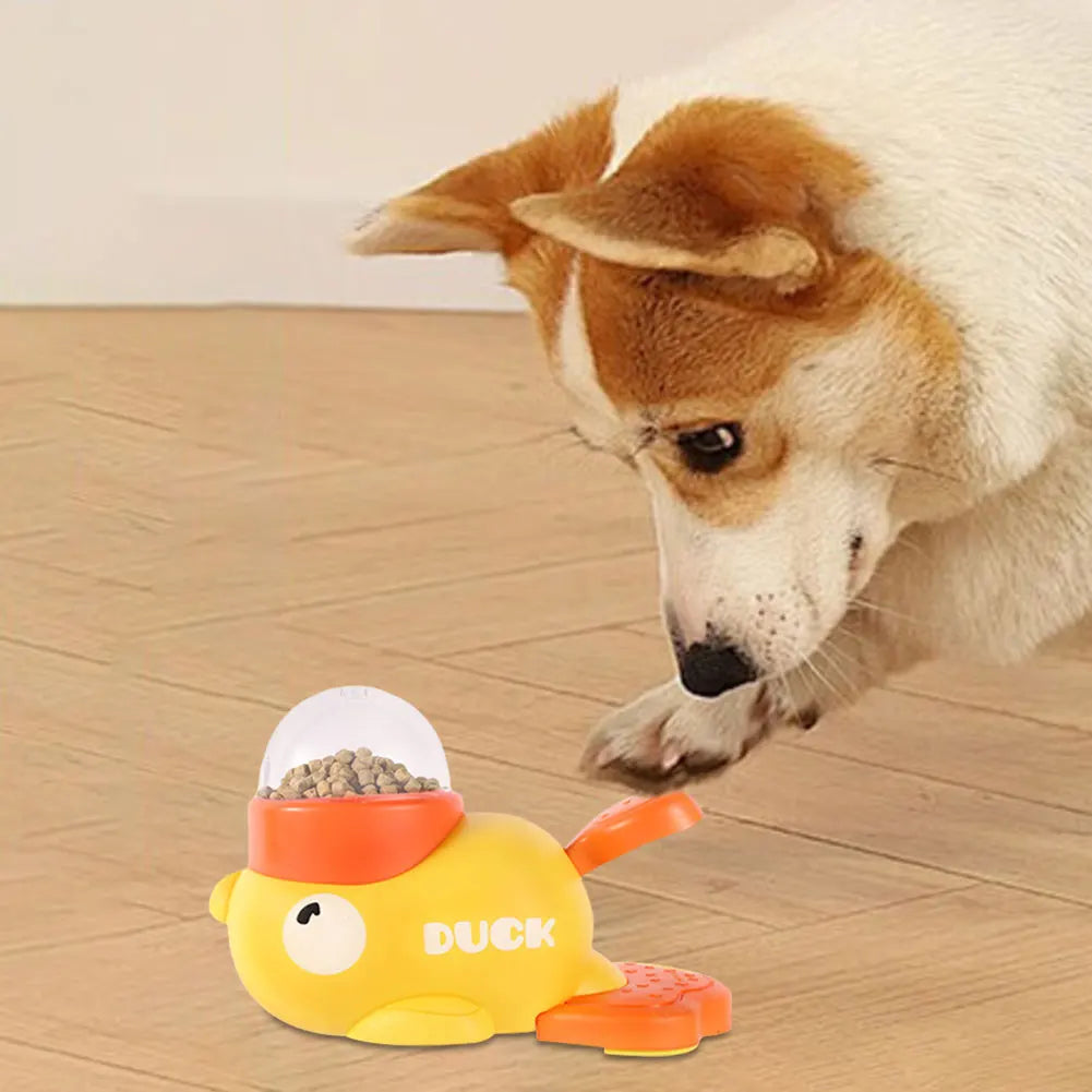 Dog Food Puzzle Toy Cartoon Duck Design Dog Puzzle Feeder Interactive Pet Food Treat Dispenser for Small & Medium Dogs