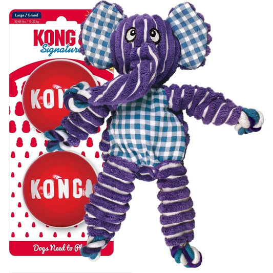 KONG Floppy Knots & Signature Balls (2 Pack) - Knotted Dog Toy Entices Play & Satisfies Instincts - Dog Supplies with Minimal St