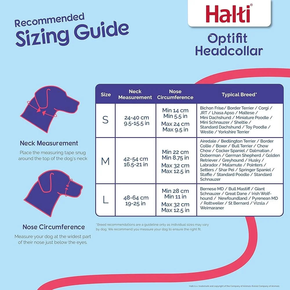 Halti Optifit Headcollar Dogs No Pull Adjustable Reflective Lightweight Padded Nose Band Safe Training Tool with Leash Clip