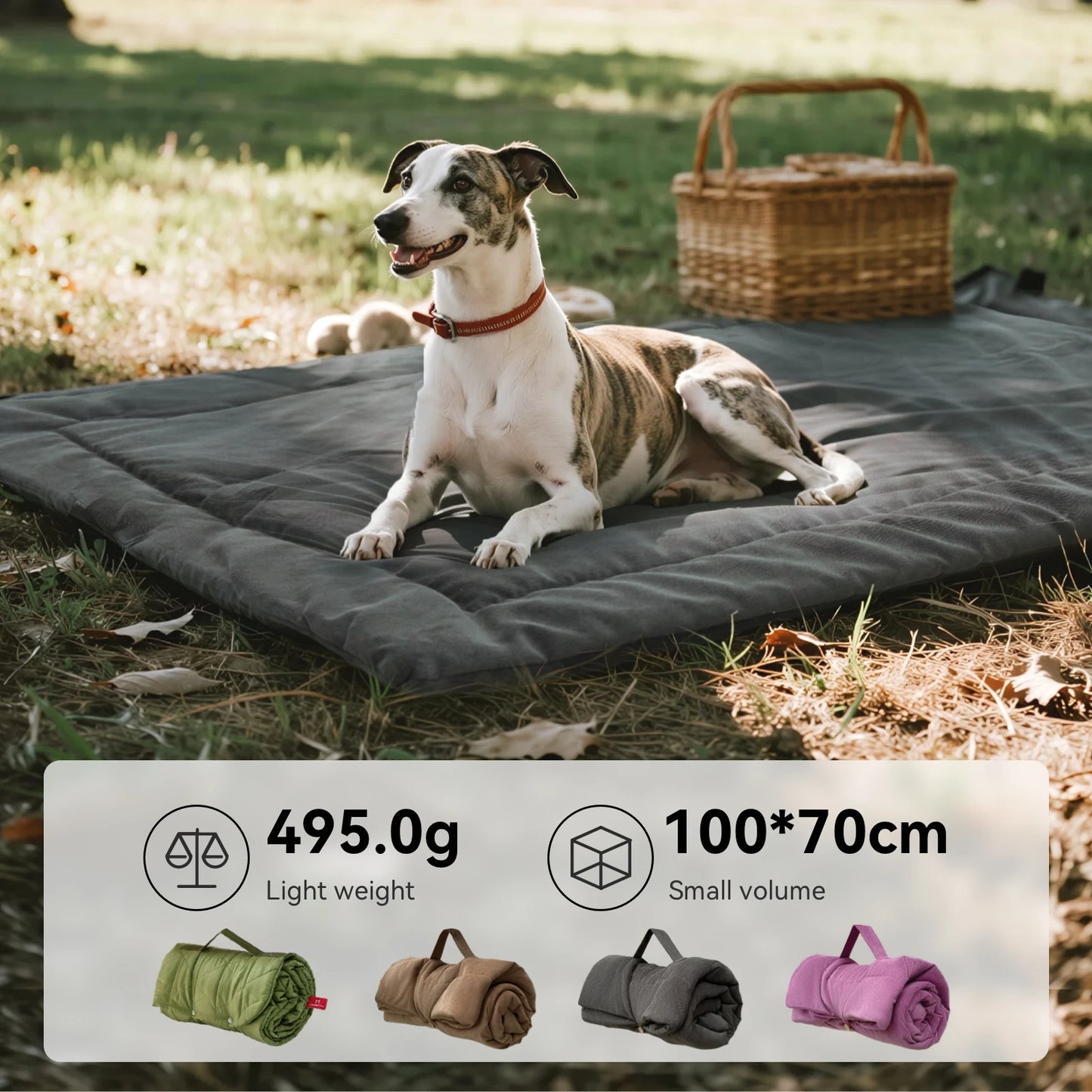 Outdoor Portable Dog Mat, Roll-Up Washable Pet Bed for Travel, Large Foldable Mat for Dogs & Cats