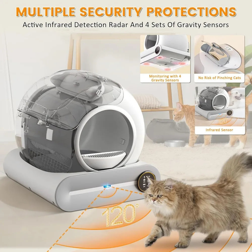 Large Capacity Automatic Self-Cleaning Cat Litter Box for Multiple Cats, 74L with APP Control and Deodorization Features